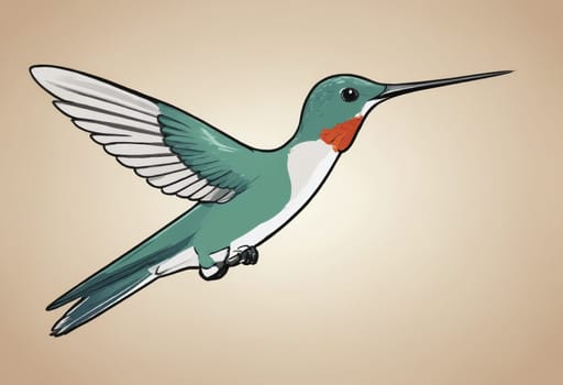 Artistic portrayal of a delicate hummingbird, wings buzzing in a colorful dance of flight.