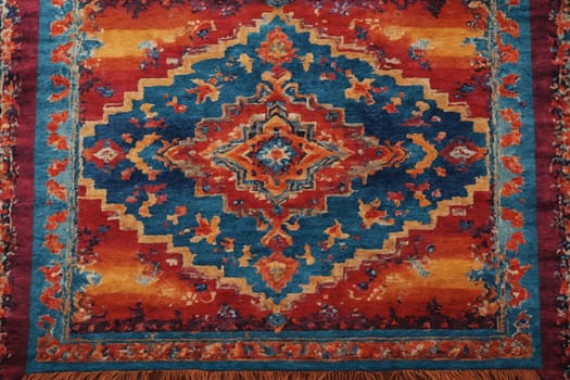 This carpet's woven pattern showcases craftsmanship in every thread and color.