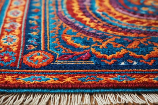 This carpet's woven pattern showcases craftsmanship in every thread and color.