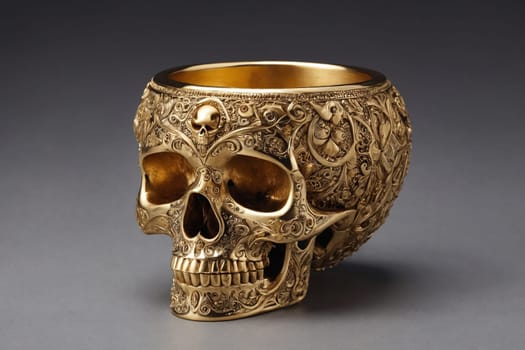 Dare to drink from this terrifyingly beautiful engraved skull-shaped cup. Ideal for gothic, Halloween, or heavy metal themes.