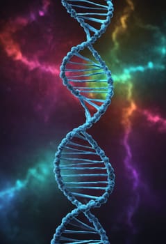 The twisted ladder of life in 3D: A color-coded model of DNA's complex structure.