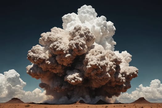 A historic moment captured as the largest nuclear explosion sends a colossal cloud pillar soaring 64 kilometers high.