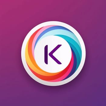 Graphic alphabet letters: Colorful button with the image of the letter K. Vector illustration