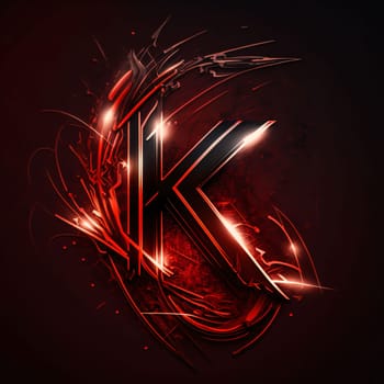 Graphic alphabet letters: Futuristic letter K in futuristic style on dark background. Vector illustration.