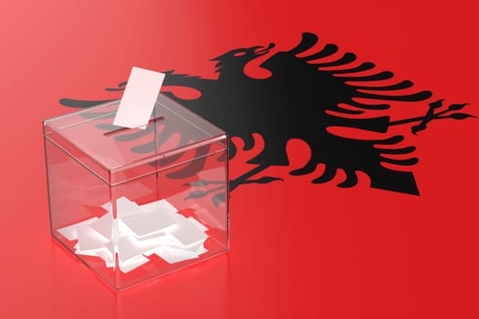 Ballot box with the flag of Albania