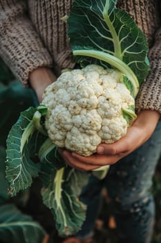 Harvest in the hands of a woman in the garden. Selective focus. nature.