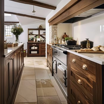 Bespoke kitchen design, country house and cottage interior design, English countryside style renovation and home decor idea