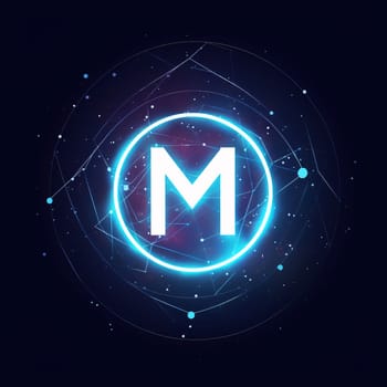 Graphic alphabet letters: Vector illustration of the letter M in the form of a luminous circle.
