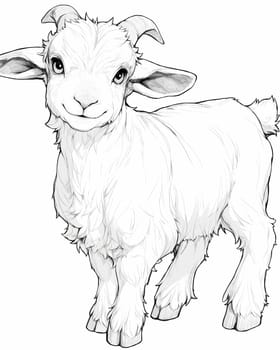 Coloring book for children, coloring animal, goat. Selective soft focus.