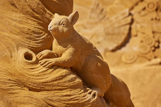 Sondervig, Denmark, May 11, 2024: International Sand Sculpture Festival.