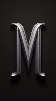 Graphic alphabet letters: Metal alphabet symbol for web or writing. Letter M 3d render.