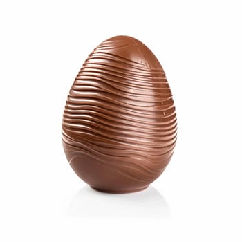 Chocolate Easter egg isolated on white background, sweet holiday present and gift
