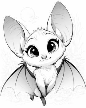 Coloring book for children, coloring animal, bat. Selective soft focus.