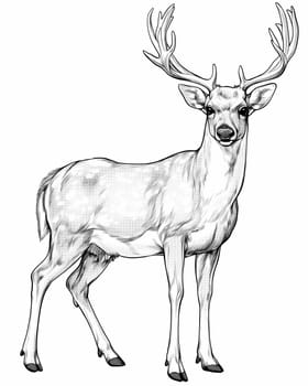 Coloring book for children, coloring animal, deer. Selective soft focus.