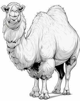 Coloring book for children, coloring animal, camel. Selective soft focus.