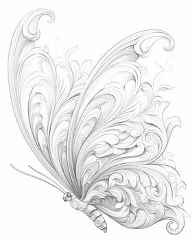 Coloring book for children, butterfly coloring. Selective soft focus.