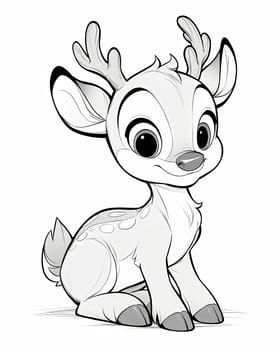Coloring book for children, coloring animal, deer. Selective soft focus.