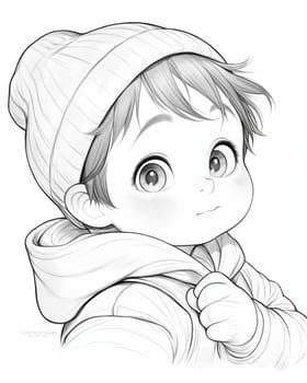 Coloring book for children, coloring child, boy. Selective soft focus.