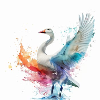 Beautiful colorful advertising poster with a goose. High quality illustration