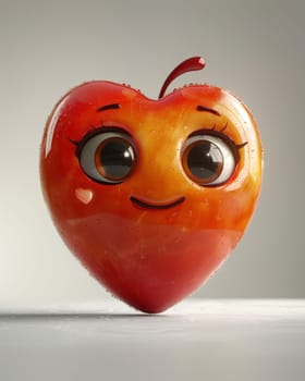 Cartoon, 3D, red heart shaped character. Selective focus.