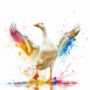 Beautiful colorful advertising poster with a goose. High quality illustration