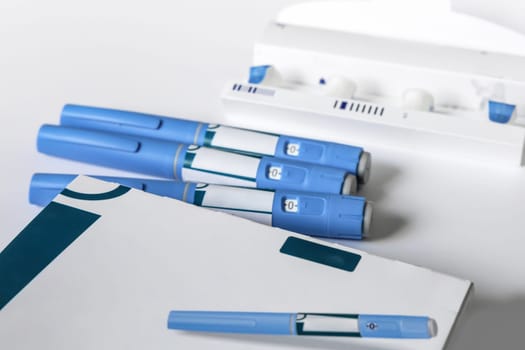 Ozempic Insulin injection pen or insulin cartridge pen for diabetics. Medical equipment for diabetes parients.