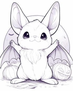 Coloring book for children, coloring animal, bat. Selective soft focus.