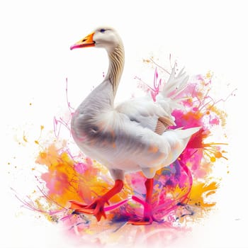 Beautiful colorful advertising poster with a goose. High quality illustration