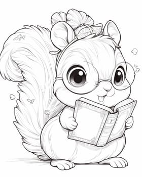 Coloring book for children, coloring animal, squirrel. Selective soft focus.