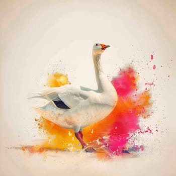 Beautiful colorful advertising poster with a goose. High quality illustration