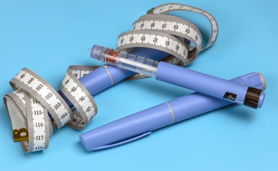 Ozempic Insulin injection pen or insulin cartridge pen for diabetics. Medical equipment for diabetes parients.