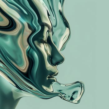 A background with overflowing water. Close view. Woman's face. High quality illustration