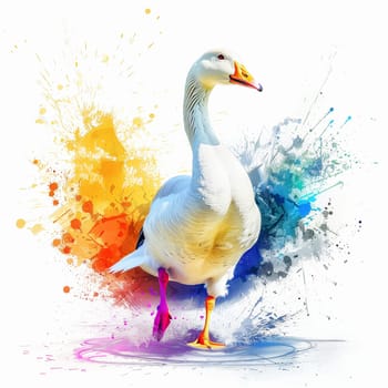 Beautiful colorful advertising poster with a goose. High quality illustration