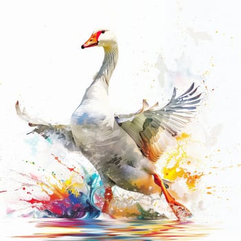 Beautiful colorful advertising poster with a goose. High quality illustration