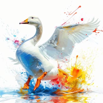 Beautiful colorful advertising poster with a goose. High quality illustration