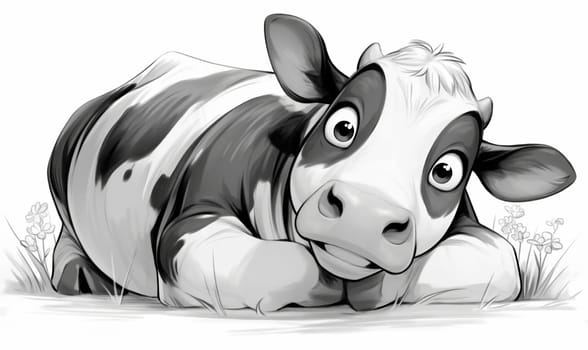 Coloring book for children, coloring animal, cow, bull. Selective soft focus.