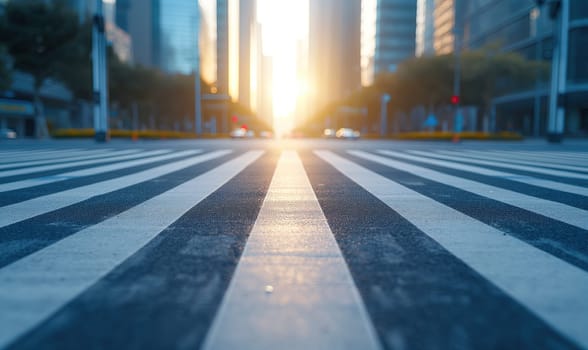 Quiet Street With Crosswalk. Selective focus