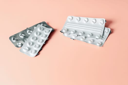 Pharmaceutical empty blister pack. Pack of pills without tablets.