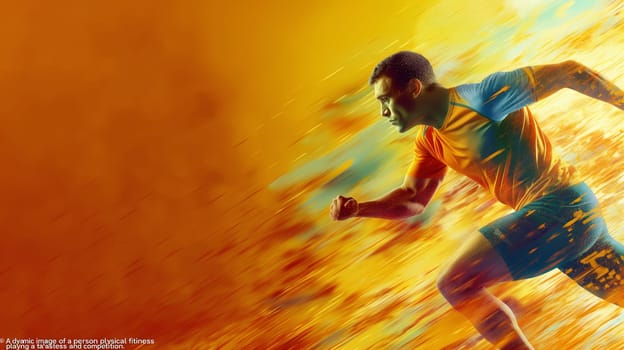 A powerful capture of a man sprinting with intense focus and speed, showcasing the spirit of athleticism as the background blurs with his motion at dusk - Generative AI