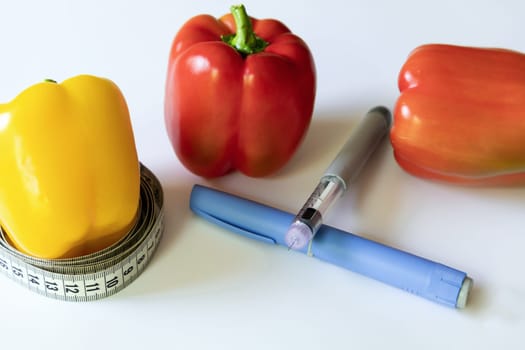 Insulin injection pen or insulin cartridge pen for diabetics. Medical equipment for diabetes parients.