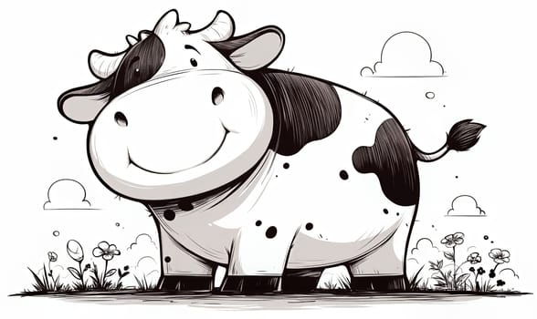 Coloring book for children, coloring animal, cow, bull. Selective soft focus.