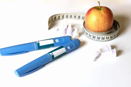 Ozempic Insulin injection pen or insulin cartridge pen for diabetics. Medical equipment for diabetes parients.