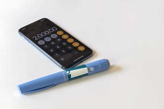 Ozempic Insulin injection pen or insulin cartridge pen for diabetics. Medical equipment for diabetes parients.