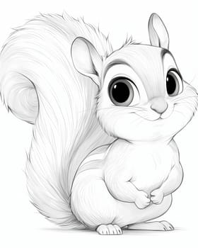 Coloring book for children, coloring animal, squirrel. Selective soft focus.