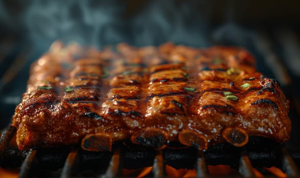 Steak Grilling on BBQ. Selective focus.