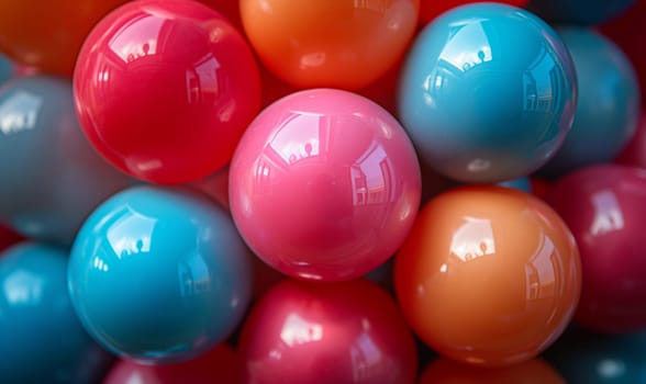 Close-up of bright balls of different colors. Selective focus