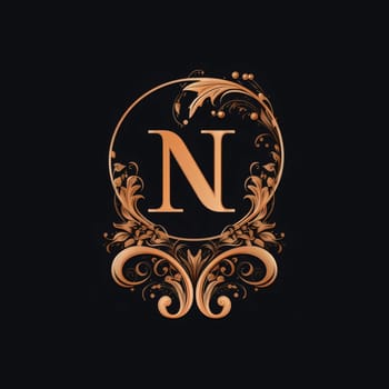 Graphic alphabet letters: Initial Letter N Luxury ornate logo template. Graceful royal style vector logo.