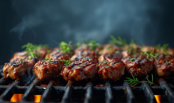 Steak Grilling on BBQ. Selective focus.