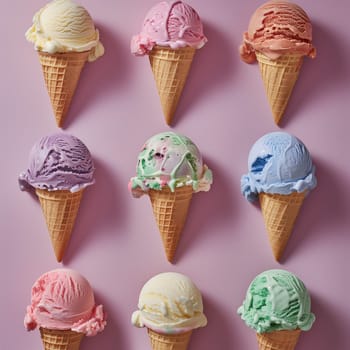 Lots of delicious and beautiful ice cream. Summer dessert. Poster, menu. High quality photo