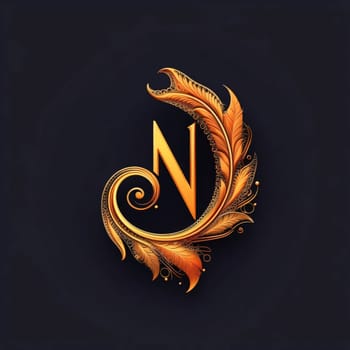 Graphic alphabet letters: Luxury letter N logo in the form of a laurel wreath.